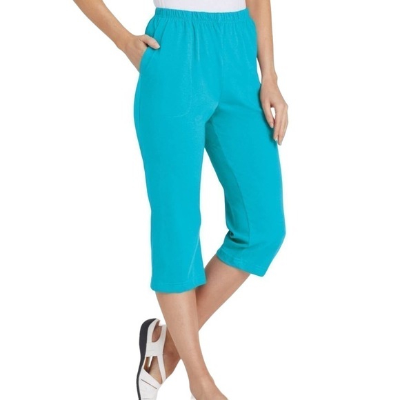 NWOT Blair Curved Hem White Tee & Elastic Waist Purple Pedal Pushers, Medium - Picture 11 of 16